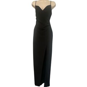 Windsor Black Asymmetrical Maxi Dress with Spaghetti Straps